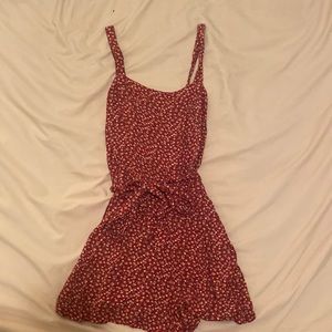 Hollister red and white Floral Romper size Small